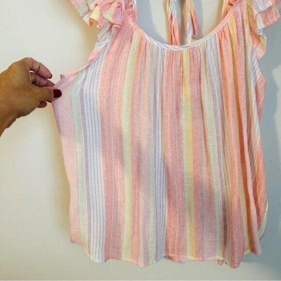 Mine Clara Multi Striped Top - Coral Women’s Size Medium NWT - Picture 7 of 12